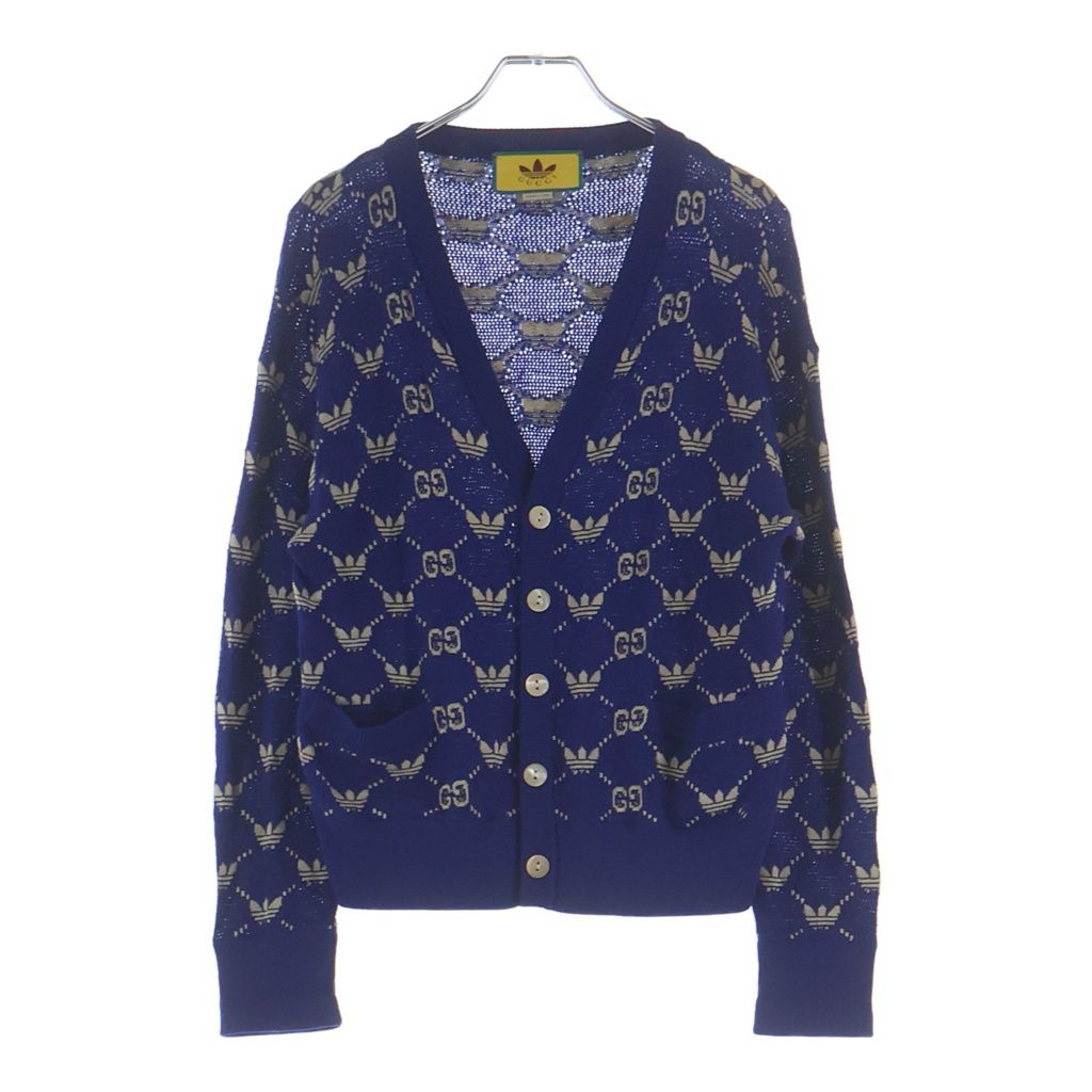 Gucci Adidas GG Jacquard Knit Cardigan Blue