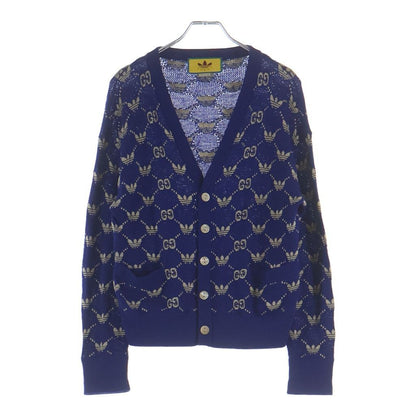 Gucci Adidas GG Jacquard Knit Cardigan Blue
