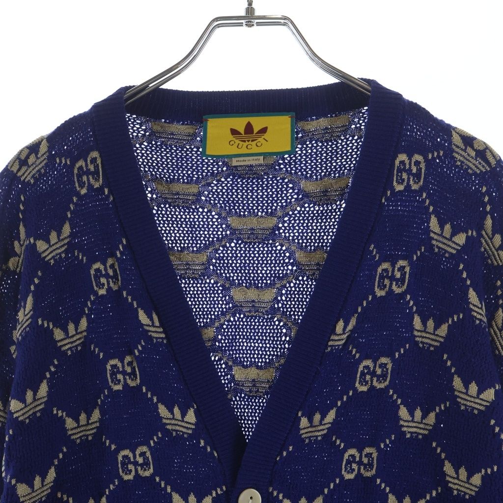 Gucci Adidas GG Jacquard Knit Cardigan Blue — view 3