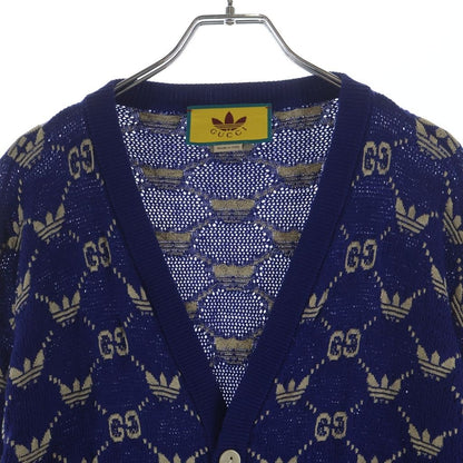 Gucci Adidas GG Jacquard Knit Cardigan Blue — view 3