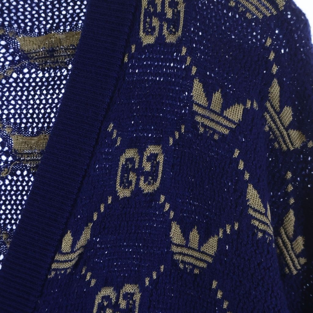 Gucci Adidas GG Jacquard Knit Cardigan Blue — view 4