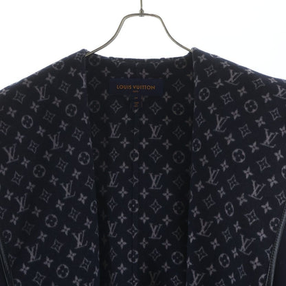 Louis Vuitton Lining Monogram All Over Wool Silk Hooded Wrap Coat Navy — view 3