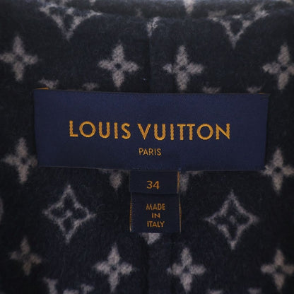 Louis Vuitton Lining Monogram All Over Wool Silk Hooded Wrap Coat Navy — view 6