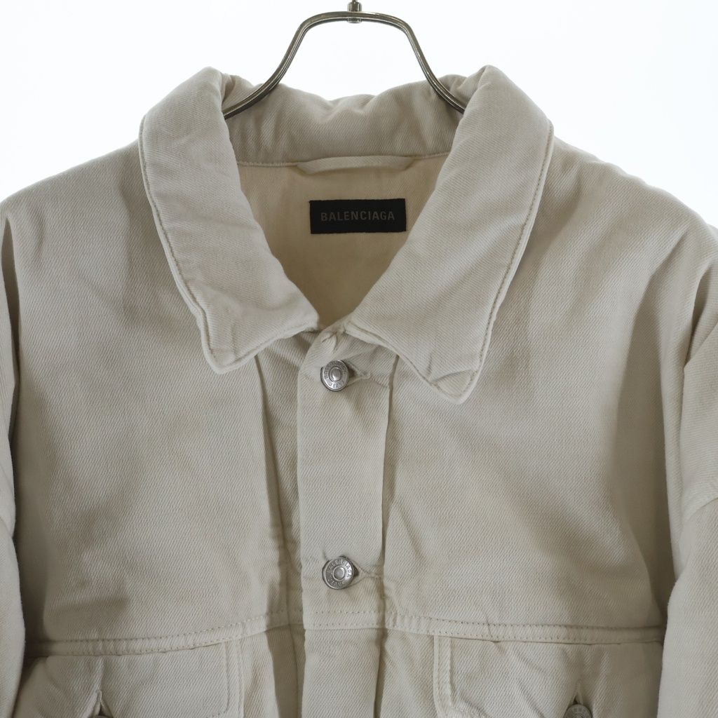 Balenciaga Oversized Padded Denim Jacket White — view 3