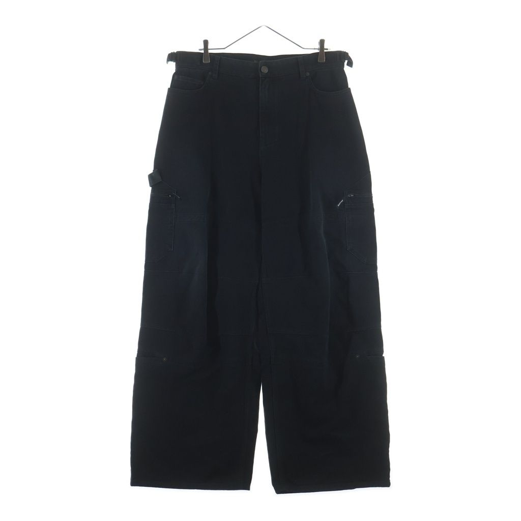 Balenciaga Soft Black Hand Denim Pants Wide Cargo
