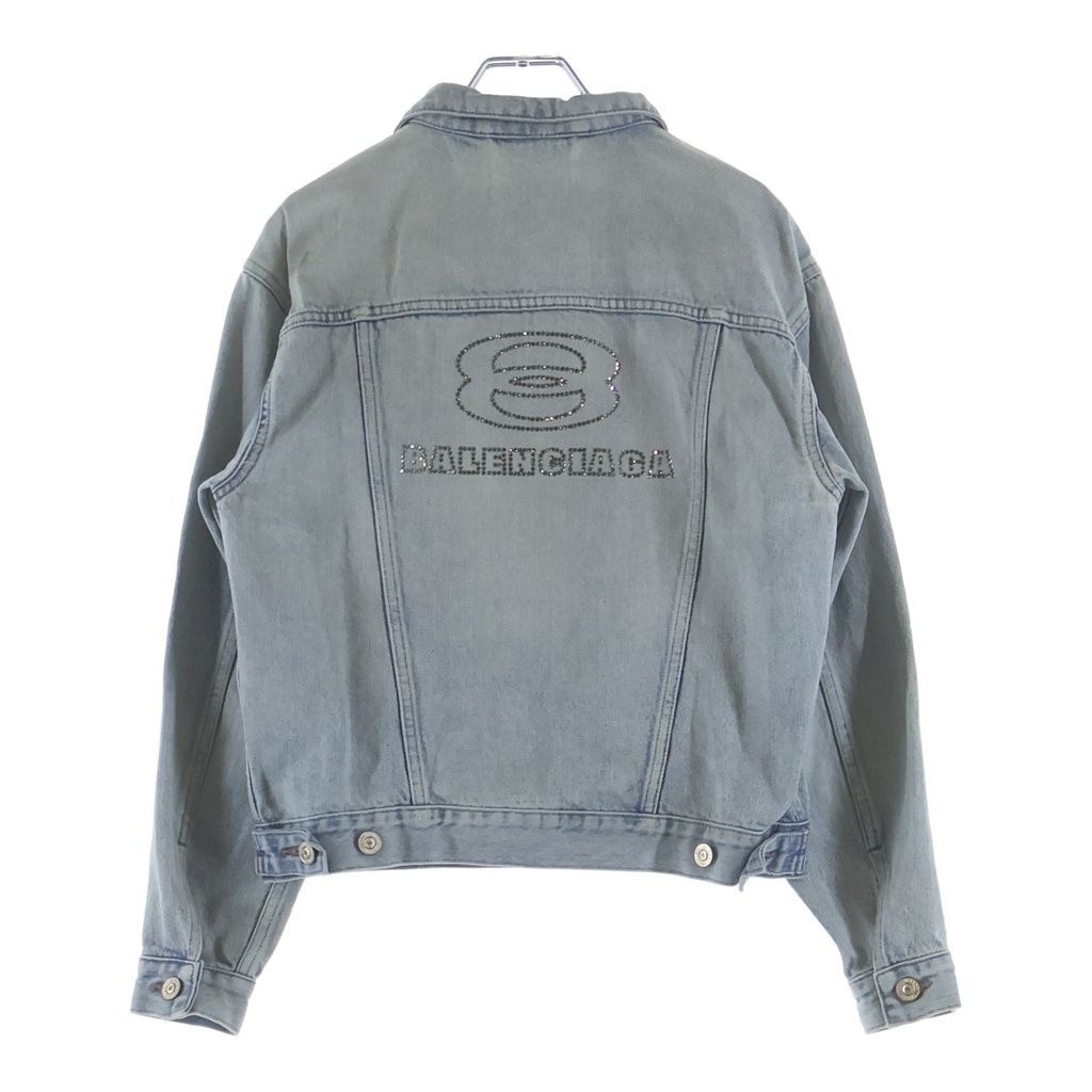 Balenciaga Back Logo Denim Jacket Blue