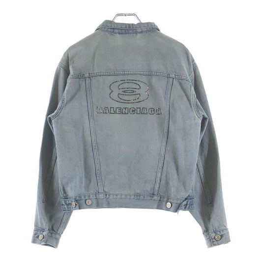 Balenciaga Back Logo Denim Jacket Blue