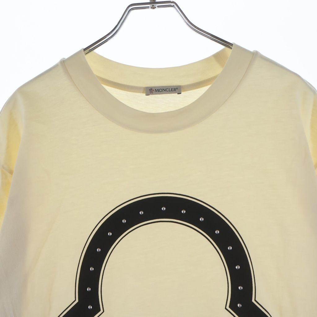 Moncler Studs Logo Tee Front Print Crew Neck Short Sleeve T-Shirt Ivory — view 3