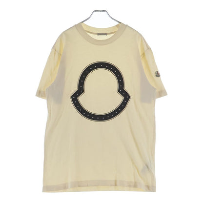 Moncler Studs Logo Tee Front Print Crew Neck Short Sleeve T-Shirt Ivory