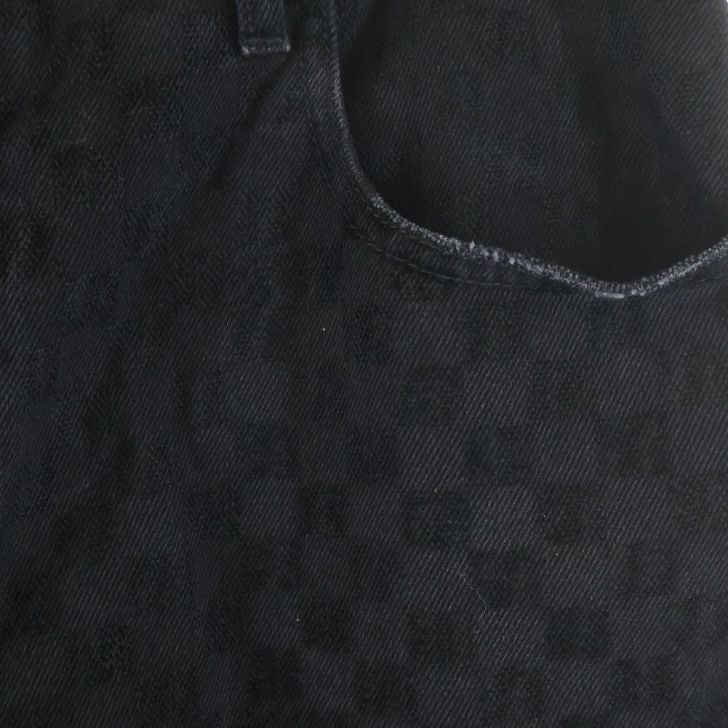 Louis Vuitton Flocked Damier Denim Wide Leg Pants Ccu Black — view 4