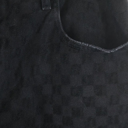 Louis Vuitton Flocked Damier Denim Wide Leg Pants Ccu Black — view 4