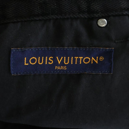 Louis Vuitton Flocked Damier Denim Wide Leg Pants Ccu Black — view 6