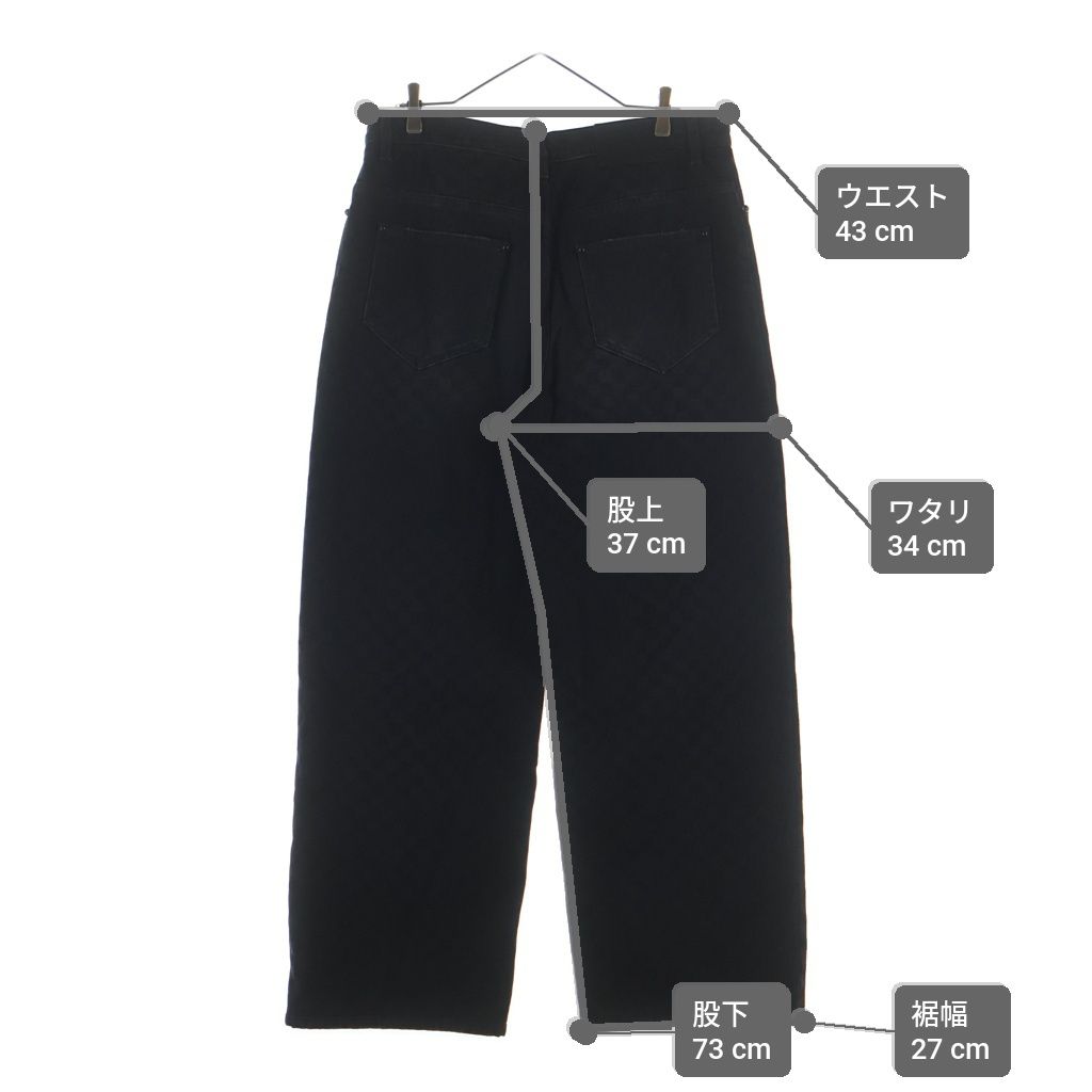 Louis Vuitton Flocked Damier Denim Wide Leg Pants Ccu Black — view 9