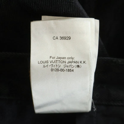 Louis Vuitton Flocked Damier Denim Wide Leg Pants Ccu Black — view 8