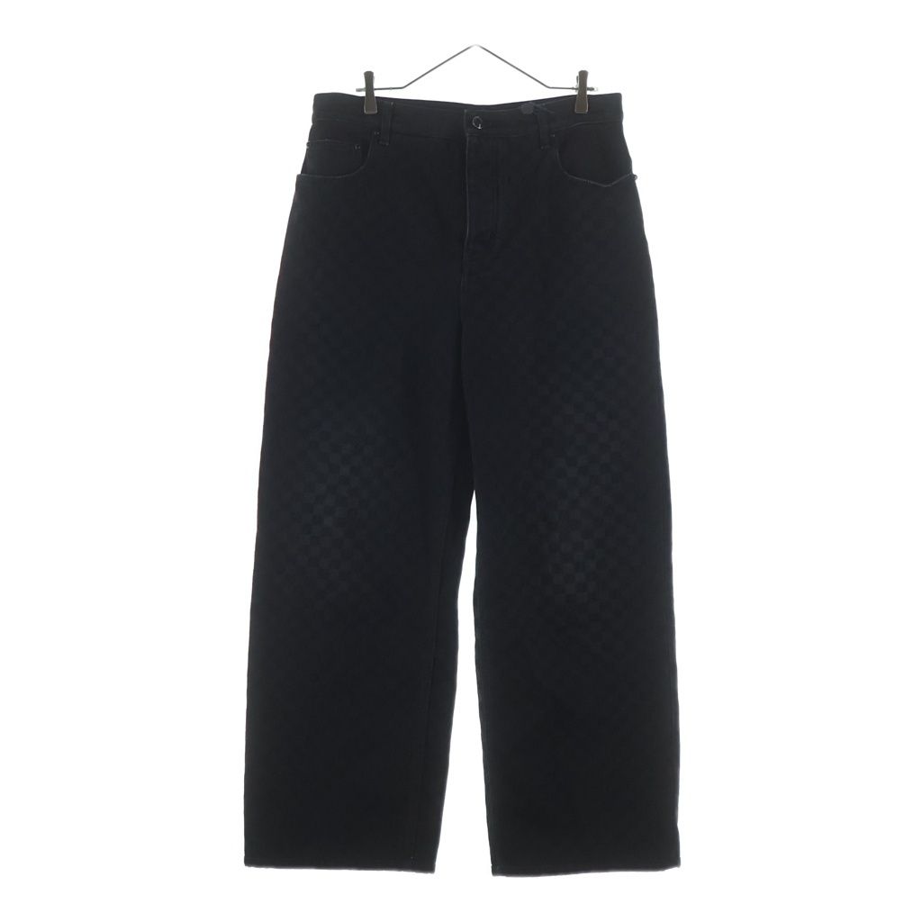 Louis Vuitton Flocked Damier Denim Wide Leg Pants Ccu Black