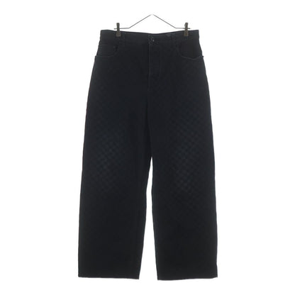 Louis Vuitton Flocked Damier Denim Wide Leg Pants Ccu Black