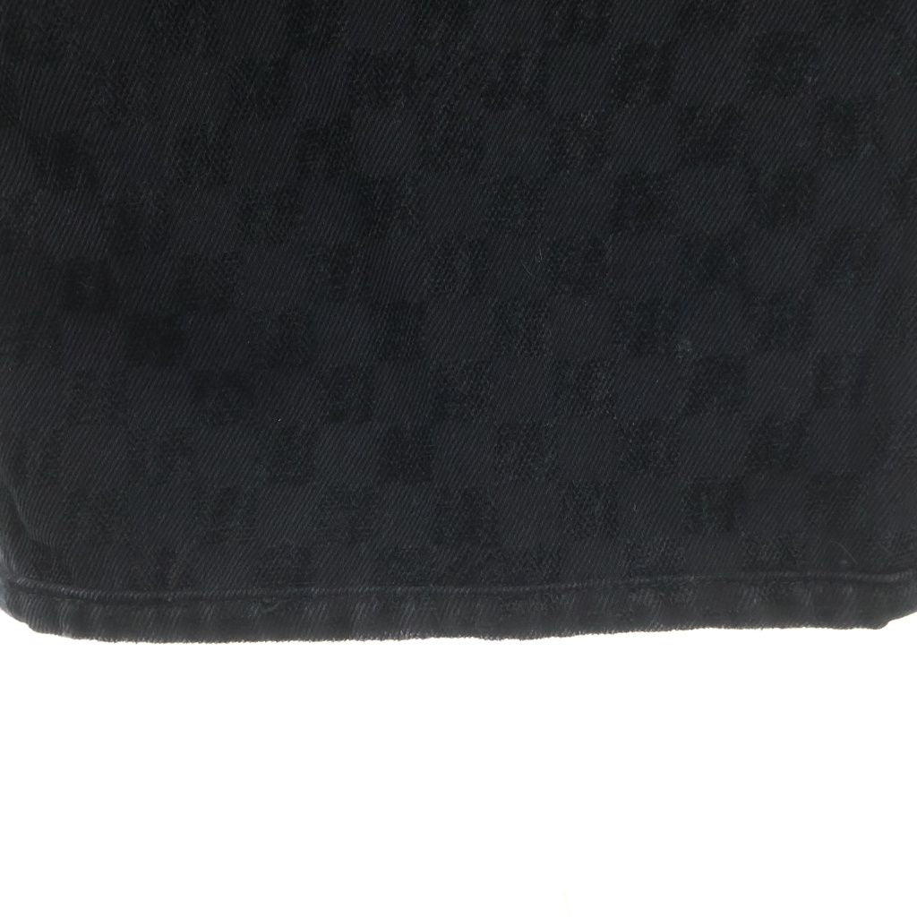 Louis Vuitton Flocked Damier Denim Wide Leg Pants Ccu Black — view 5