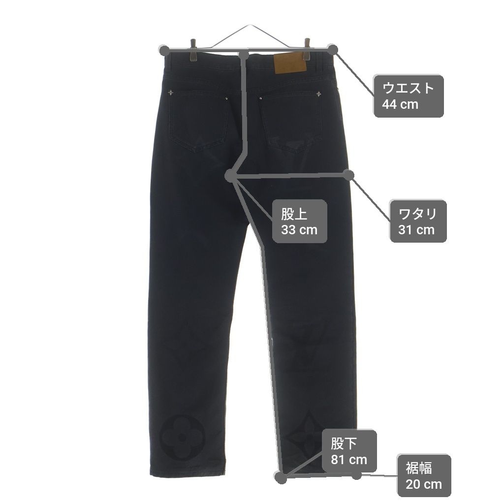 Louis Vuitton Monogram Flour Denim Pants Flower Jeans Black — view 9