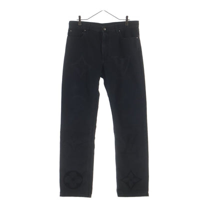 Louis Vuitton Monogram Flour Denim Pants Flower Jeans Black
