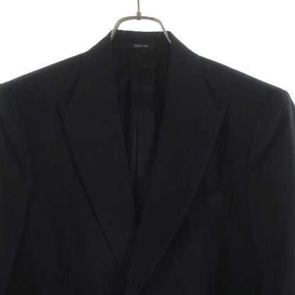 Gucci Eschatology Sleeve Patch Gold Button Peak Lapel Black Leather Tweed Jacket — view 3