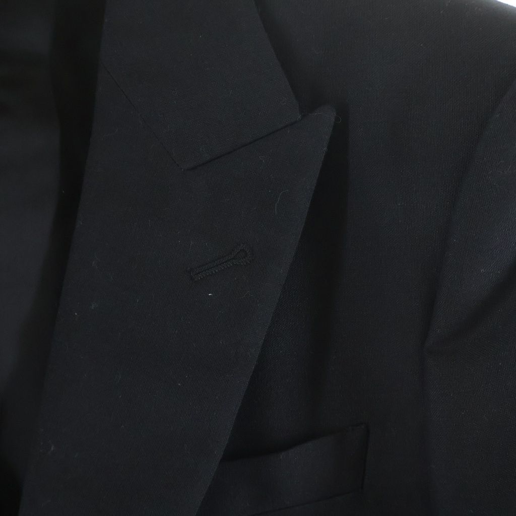 Gucci Eschatology Sleeve Patch Gold Button Peak Lapel Black Leather Tweed Jacket — view 5