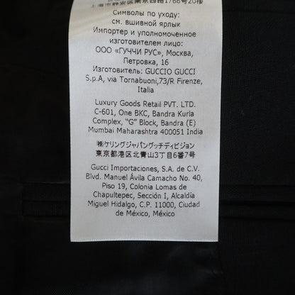 Gucci Eschatology Sleeve Patch Gold Button Peak Lapel Black Leather Tweed Jacket — view 8
