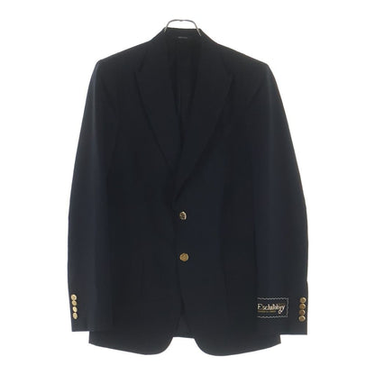 Gucci Eschatology Sleeve Patch Gold Button Peak Lapel Black Leather Tweed Jacket