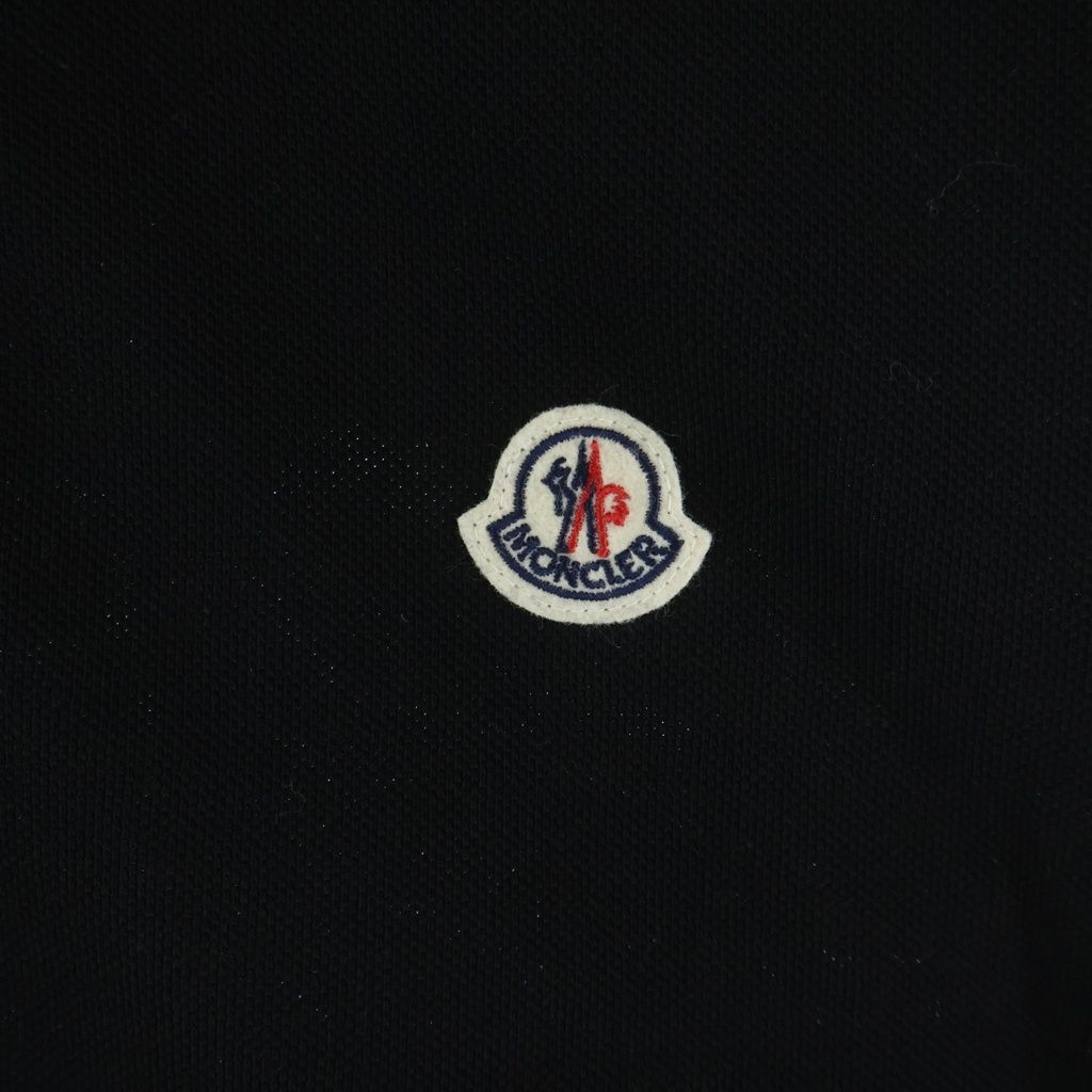 Moncler Short Sleeved Polo Shirt Logo Patch Top Black — view 5