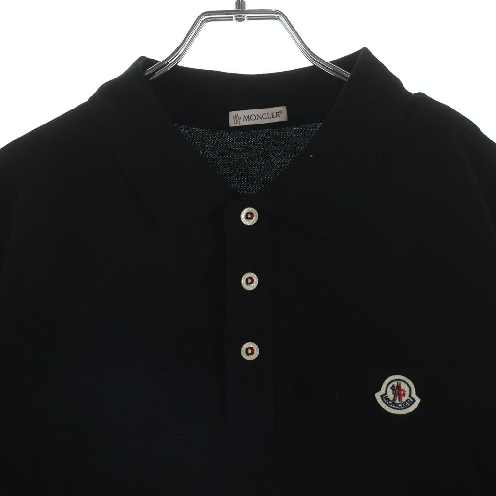 Moncler Short Sleeved Polo Shirt Logo Patch Top Black — view 3