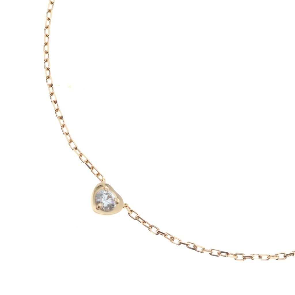 Cartier Diamant Leger Heart Necklace Diamond Pendant Chain Pink Gold