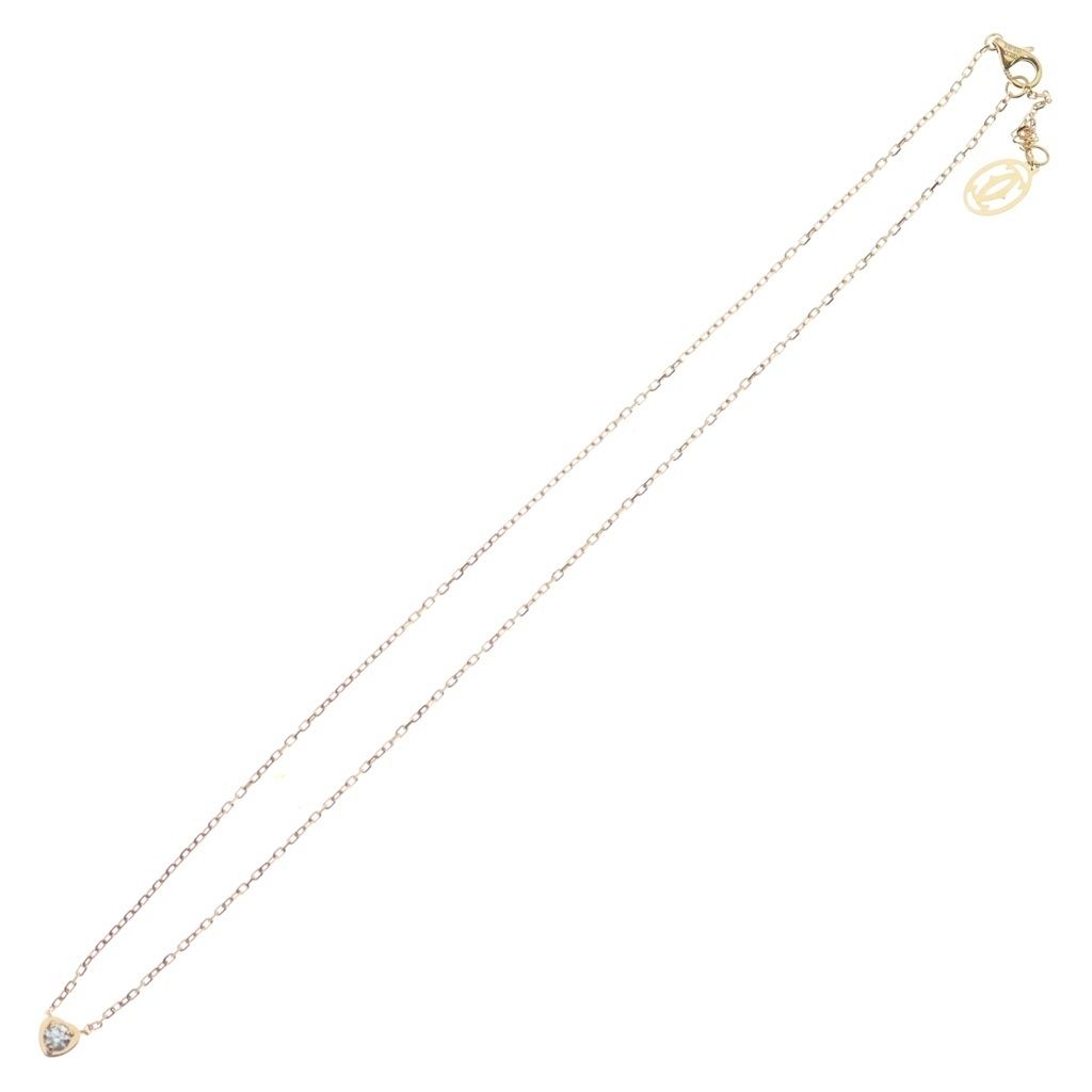 Cartier Diamant Leger Heart Necklace Diamond Pendant Chain Pink Gold — view 2