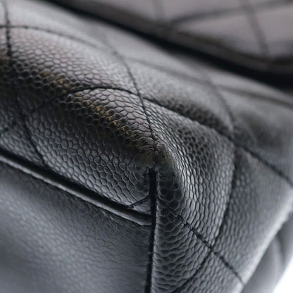 Chanel Quilted Top Handle 30 Handbag Black Caviar Leather Gold — view 6