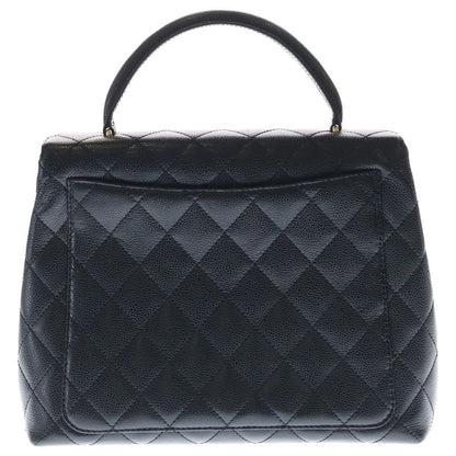 Chanel Quilted Top Handle 30 Handbag Black Caviar Leather Gold — view 2