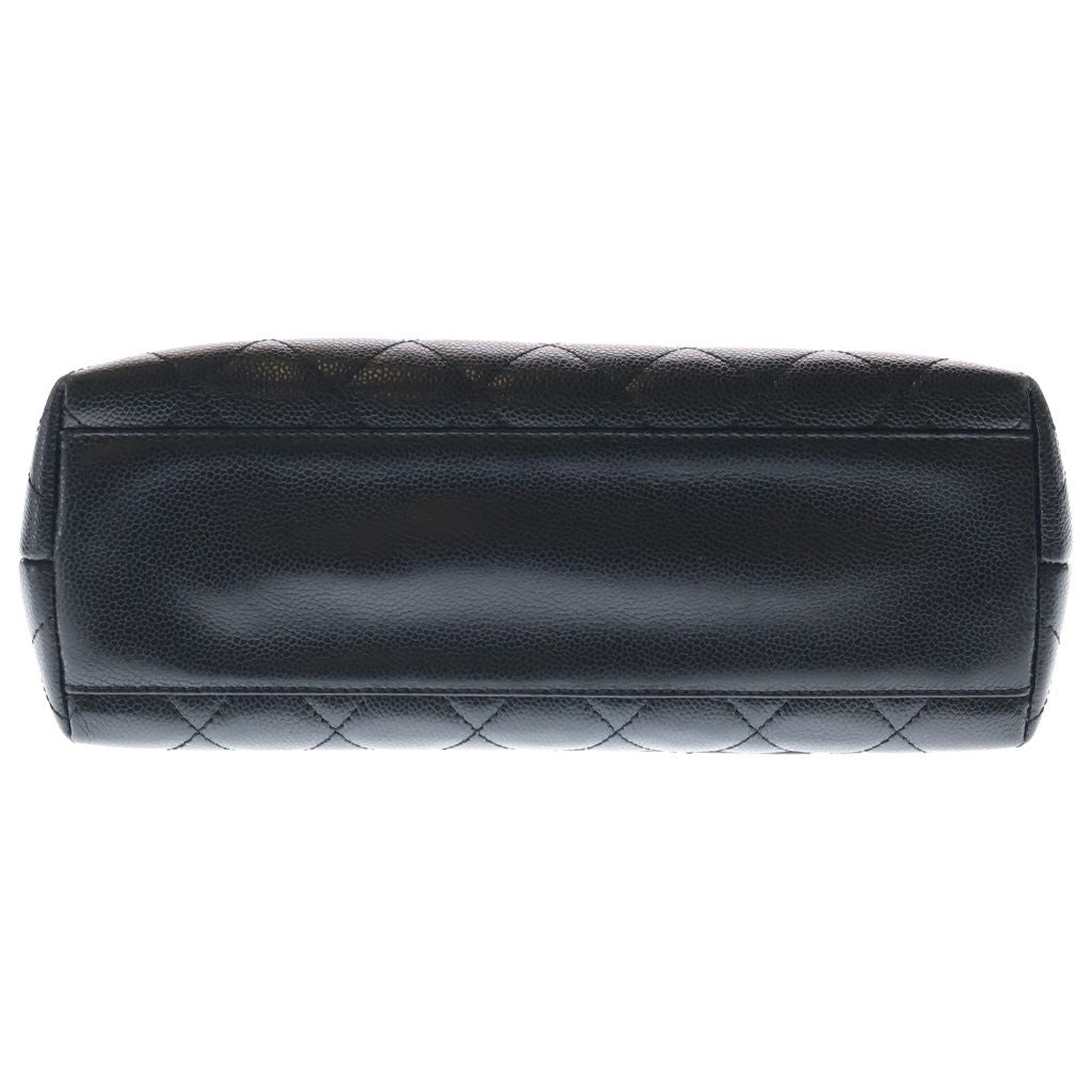 Chanel Quilted Top Handle 30 Handbag Black Caviar Leather Gold — view 4