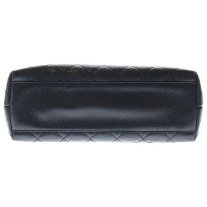 Chanel Quilted Top Handle 30 Handbag Black Caviar Leather Gold — view 4