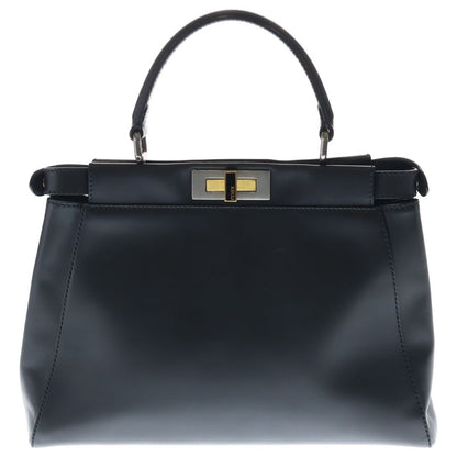 Fendi Peekaboo 2-Way Shoulder Bag Black Leather Gold