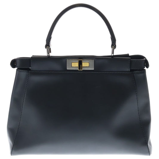 Fendi Peekaboo 2-Way Shoulder Bag Black Leather Gold