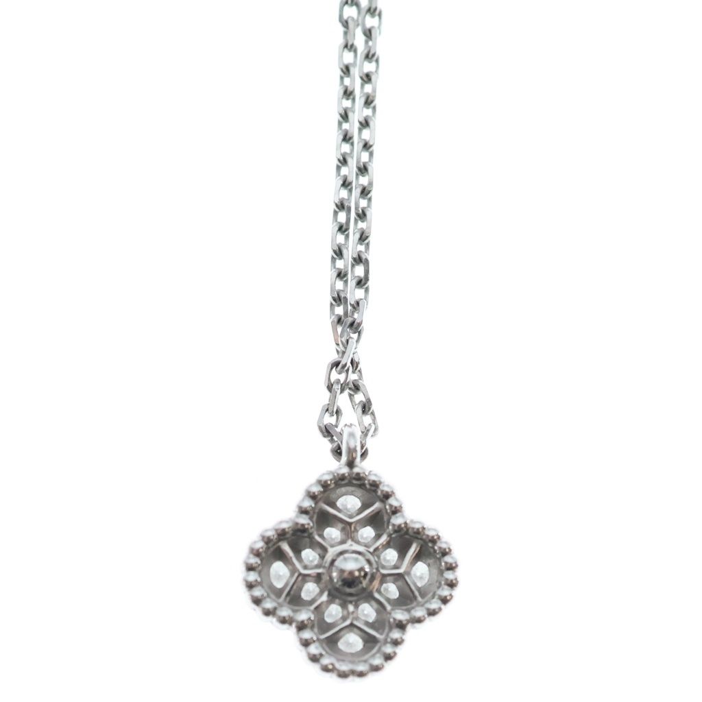 Van Cleef & Arpels Sweet Alhambra Pave Diamond Necklace White Gold — view 3
