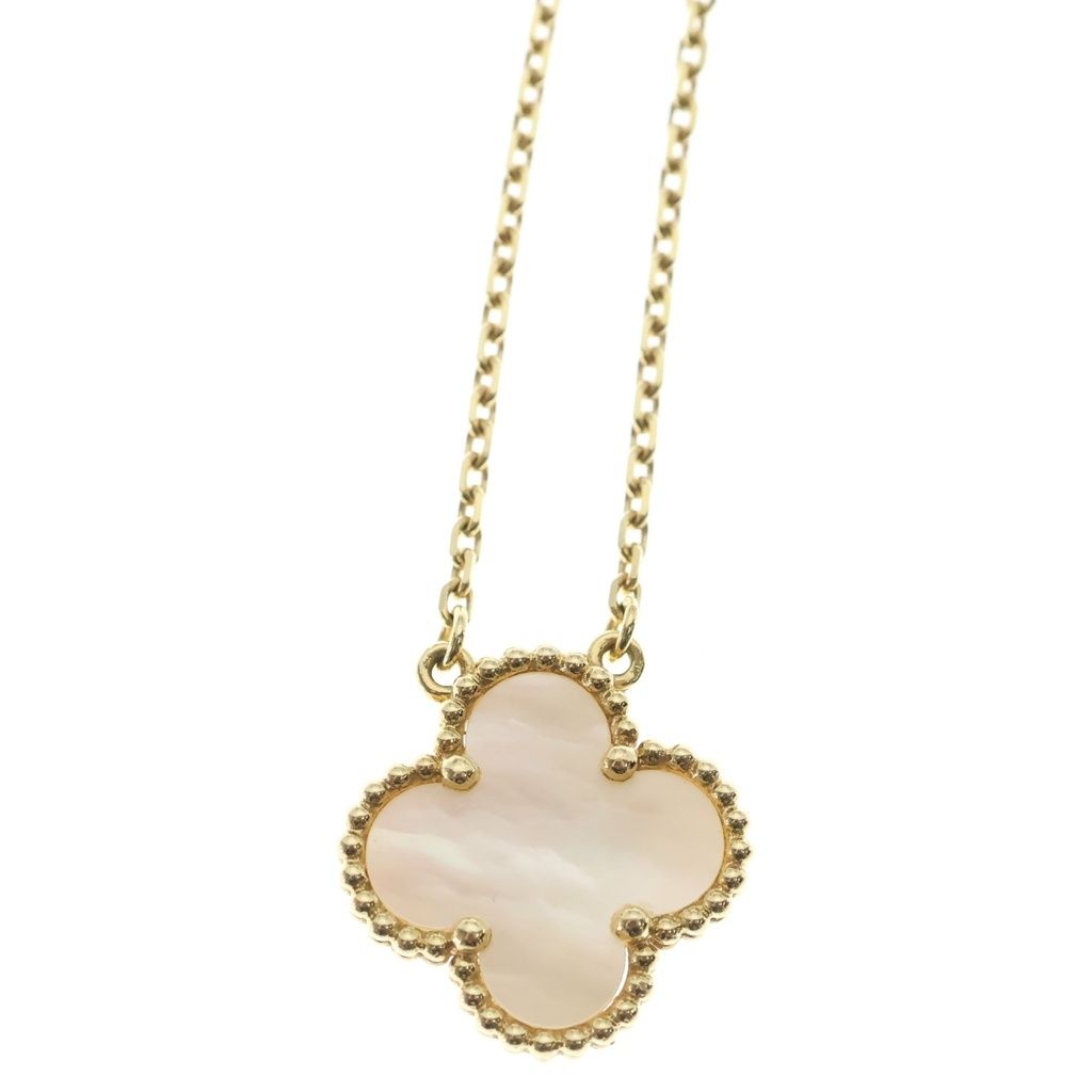 Van Cleef & Arpels Alhambra Mother of Pearl Pendant Chain Gold White — view 3