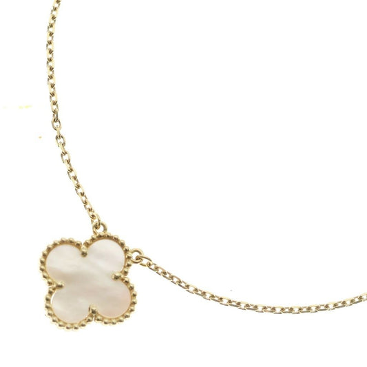 Van Cleef & Arpels Alhambra Mother of Pearl Pendant Chain Gold White