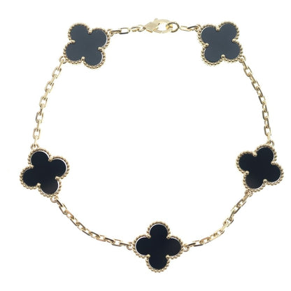 Van Cleef & Arpels Alhambra 5 Motif Onyx Bracelet Yellow Gold YG