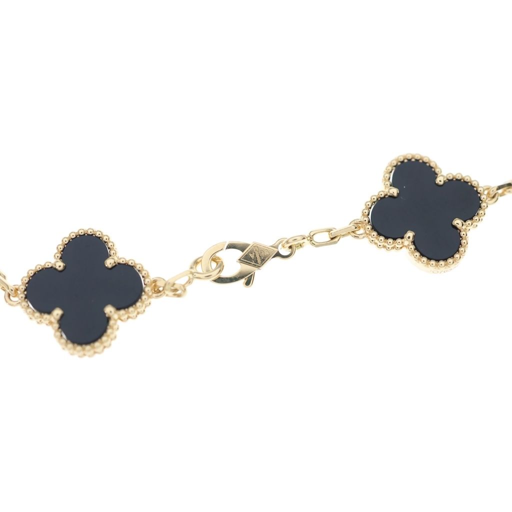 Van Cleef & Arpels Alhambra 5 Motif Onyx Bracelet Yellow Gold YG — view 5