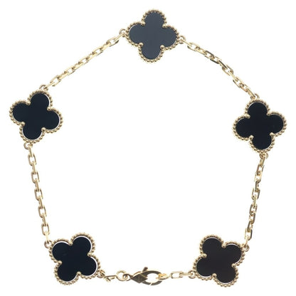 Van Cleef & Arpels Alhambra 5 Motif Onyx Bracelet Yellow Gold YG — view 2