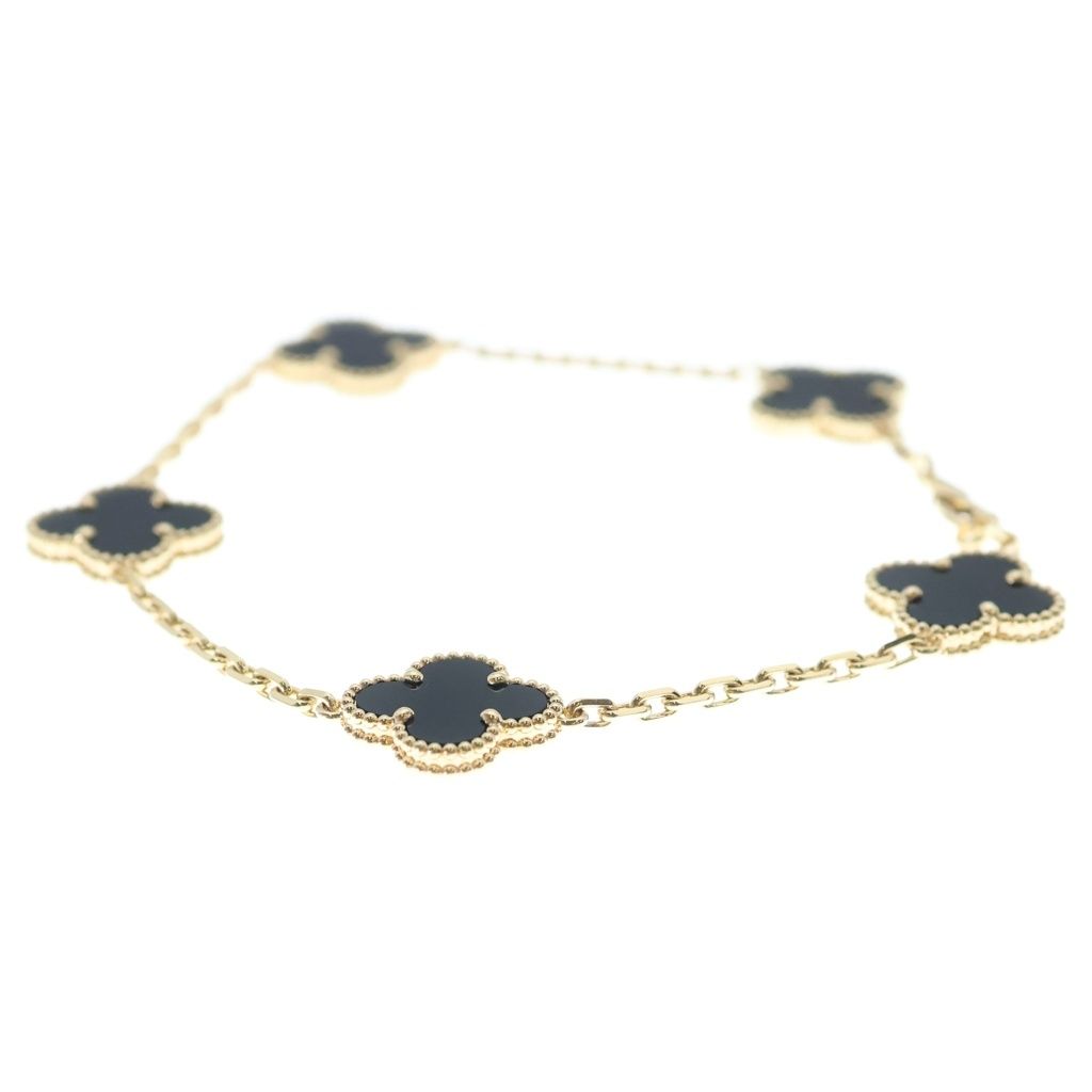 Van Cleef & Arpels Alhambra 5 Motif Onyx Bracelet Yellow Gold YG — view 3