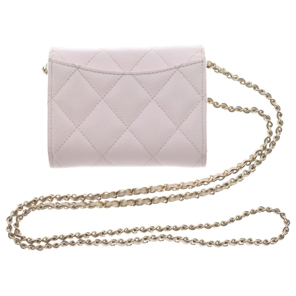 Chanel Mini Chain Wallet Shoulder Baby Pink Caviar Leather Gold — view 2