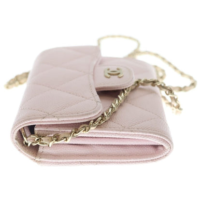 Chanel Mini Chain Wallet Shoulder Baby Pink Caviar Leather Gold — view 3