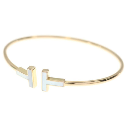 Tiffany & Co T Wire Shell Bangle Bracelet Pink Gold