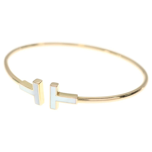 Tiffany & Co T Wire Shell Bangle Bracelet Pink Gold