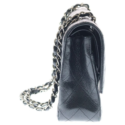 Chanel Quilted 25 Double Flap Chain Shoulder Bag Black Caviar Leather Silver — view 3