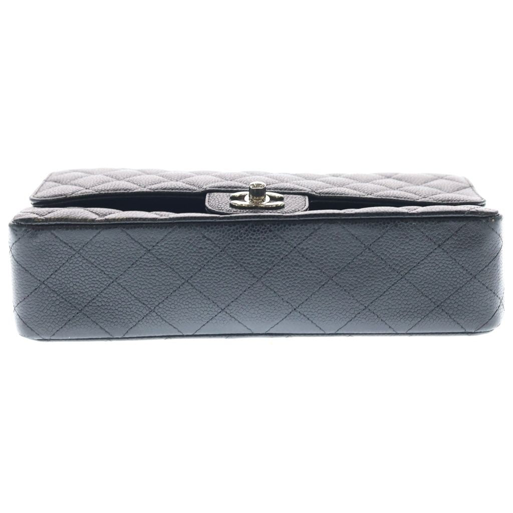 Chanel Quilted 25 Double Flap Chain Shoulder Bag Black Caviar Leather Silver — view 4